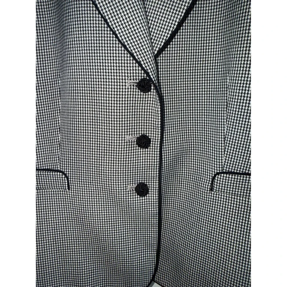 Stresa ASL Womens Houndstooth Skirt Suit Set Black White Size 10 Blazer Skirt
